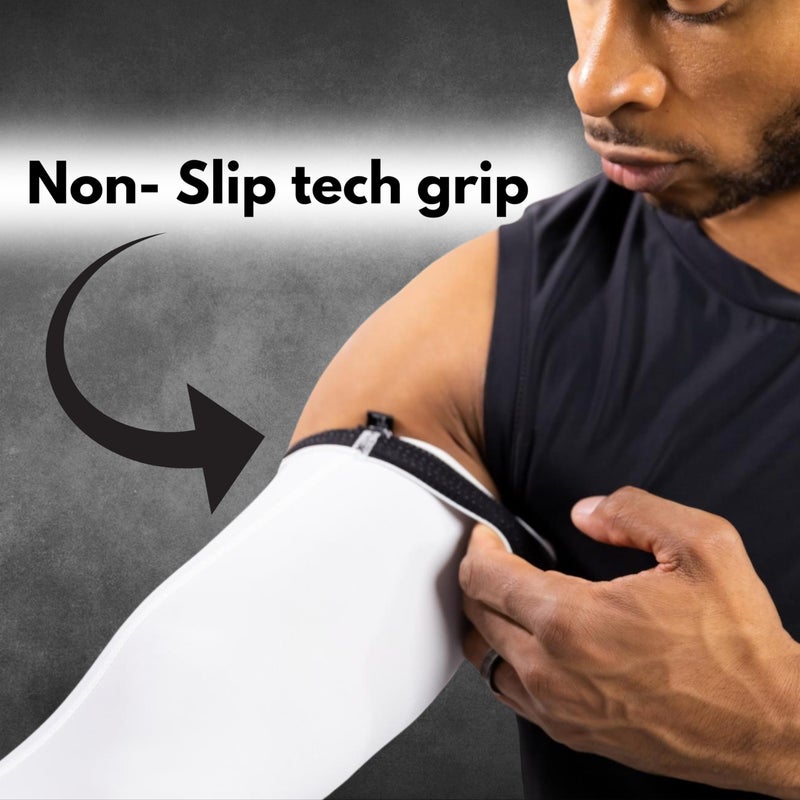 CompressionZ Compression Arm Sleeves for Men & Women| Cooling UV Sun Protection Elbow Pain Relief for All Sports and Recovery Black Pair Small - Image 3